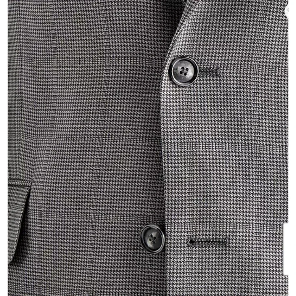 Stafford CoolMax EcoMade Mens  Gray Houndstooth Wool Blend Blazer Jacket Size40R